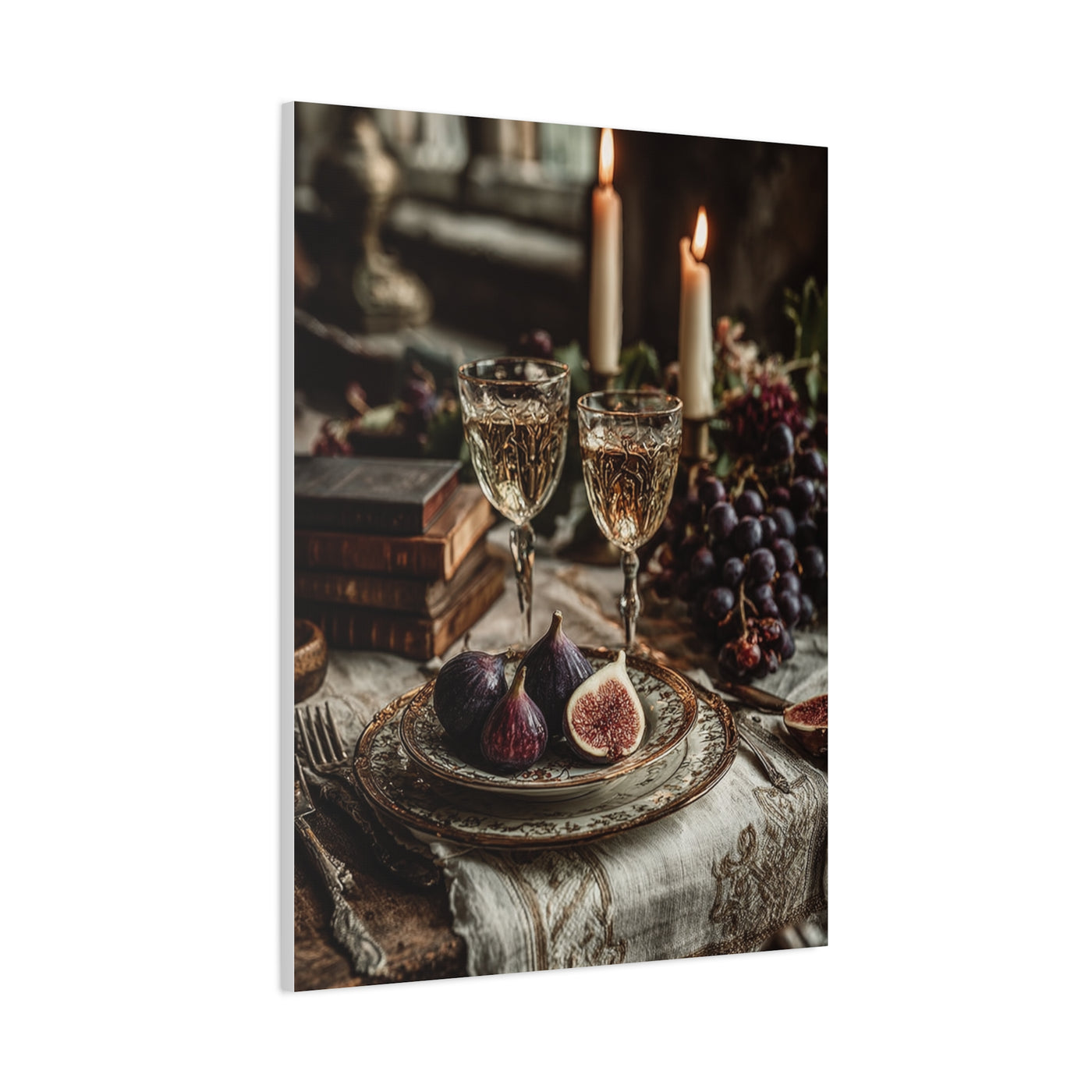 After-Dinner Wine and Fig Table Wall Art & Canvas Print