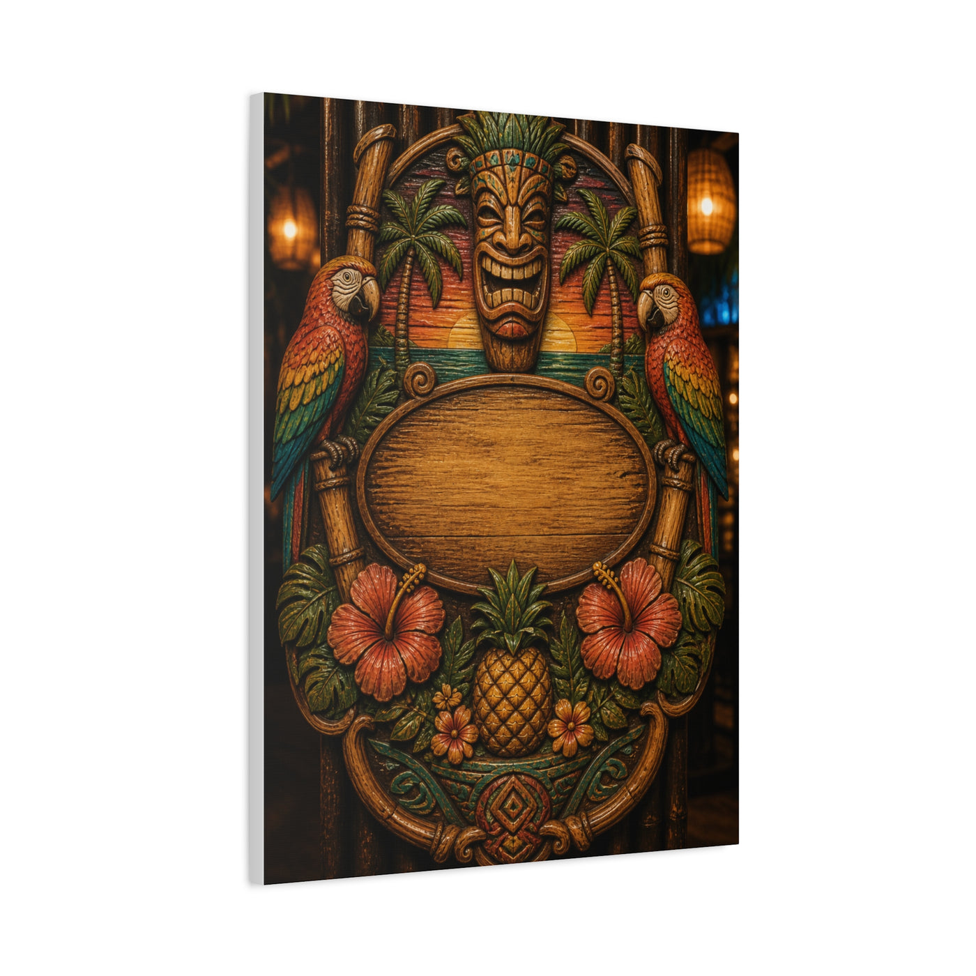 Tropical Tiki Bar Crest Wall Art & Canvas Print