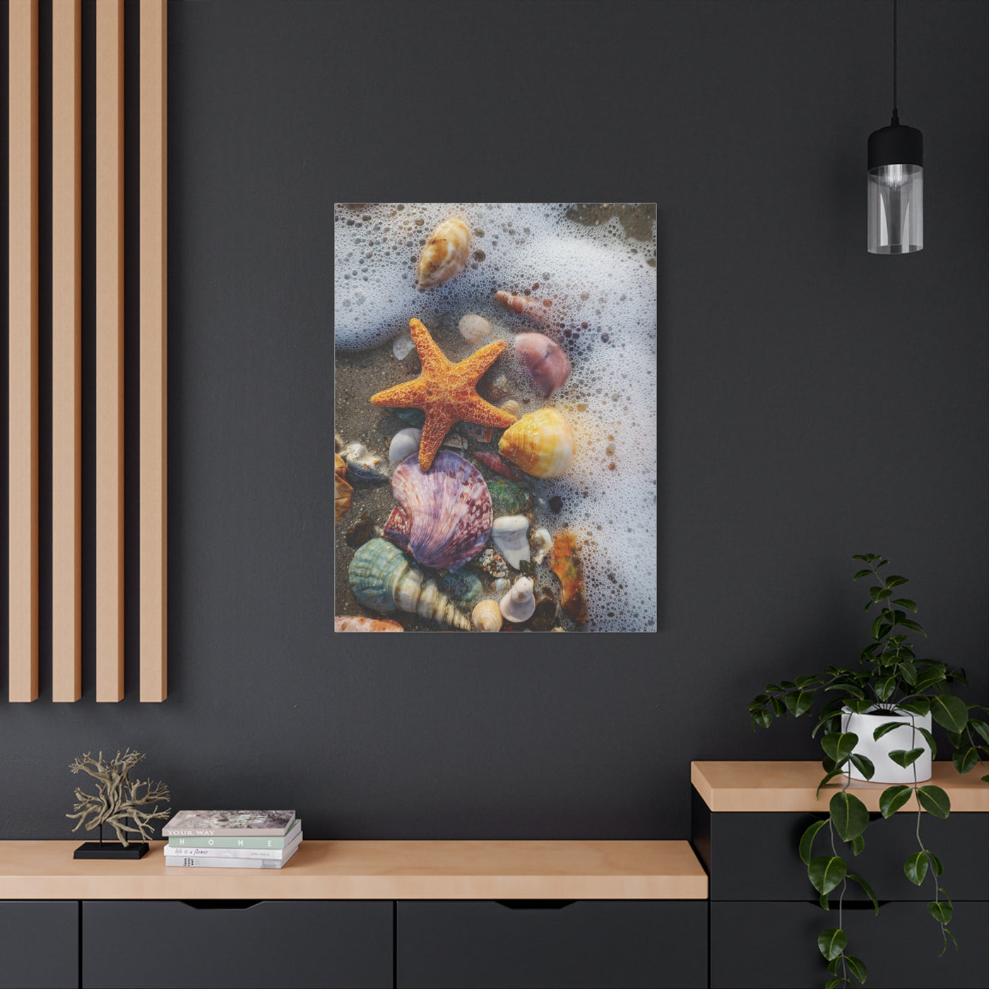 Seashells and Starfish on Ocean Shore Wall Art & Canvas Print