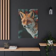 Winter Berry Fox Portrait Wall Art & Canvas Print