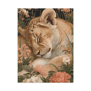 Lion Cub Floral Dream Portrait Wall Art & Canvas Print