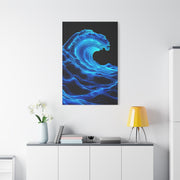 Luminous Neon Blue Wave Energy Wall Art & Canvas Print