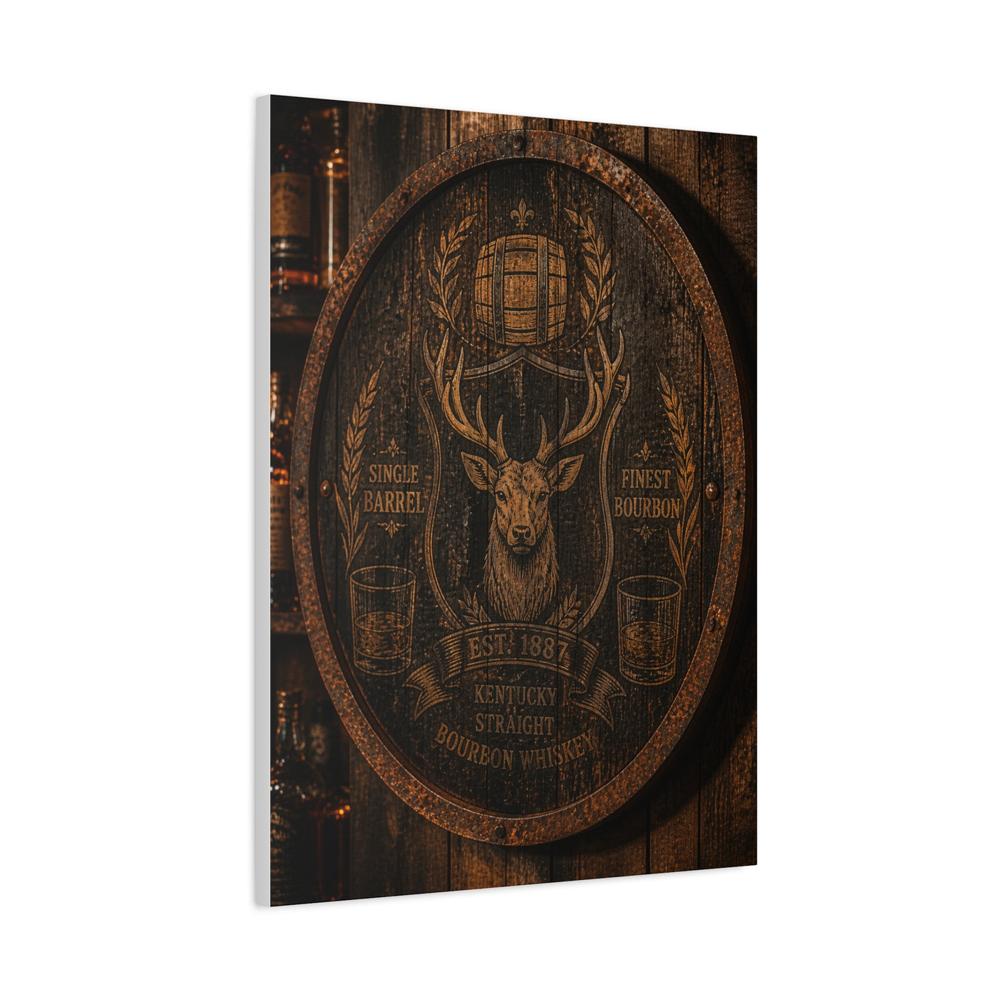 Bourbon Barrel Crest Wall Art & Canvas Print