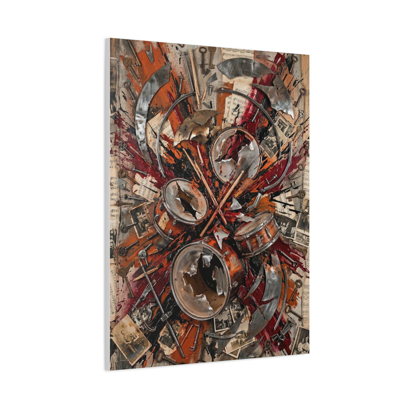 Industrial Drum Explosion Collage Wall Art & Canvas Print