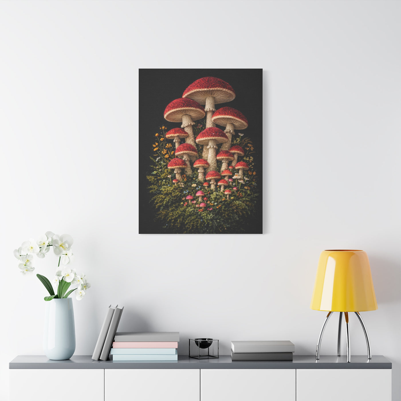 Mushroom Embroidered & Tufted Textile Art Wall Art & Canvas Print