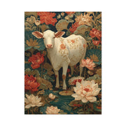 Pichwai White Cow Lotus Garden Wall Art & Canvas Print