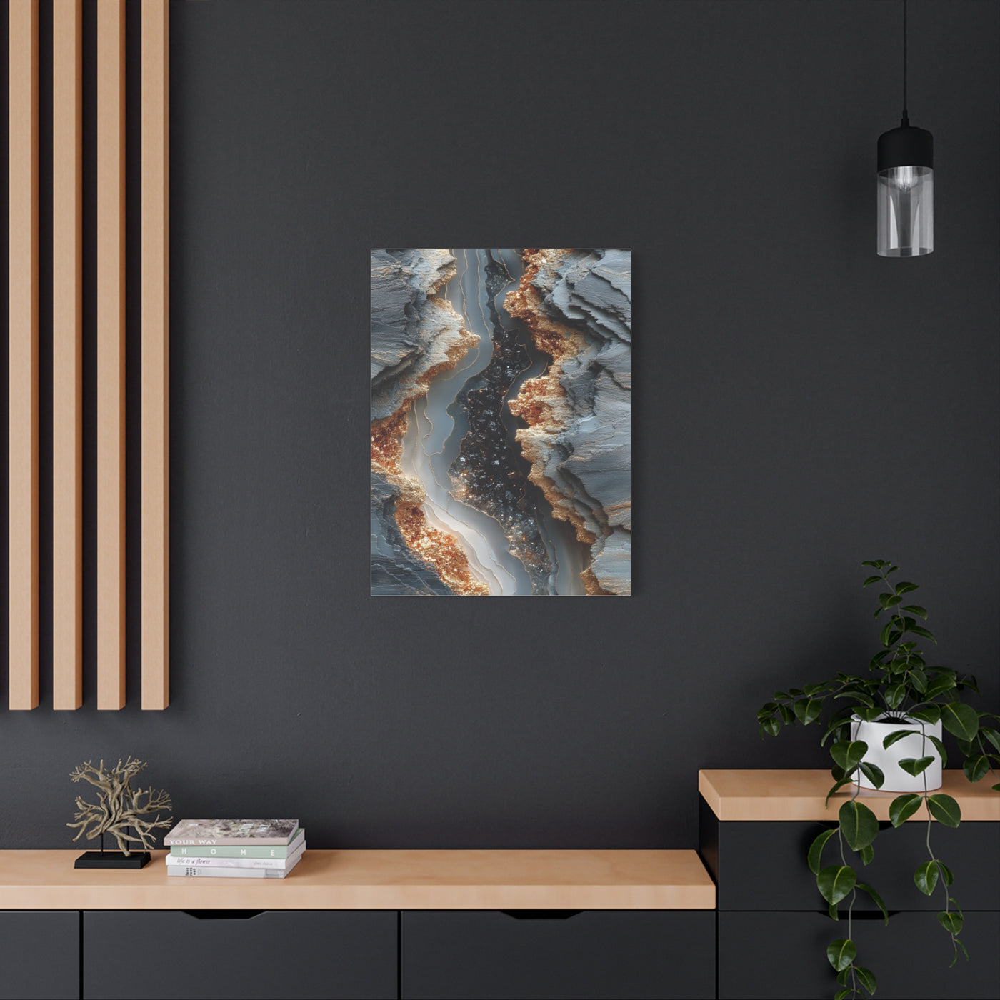 Silver Geode Mineral Abstract Wall Art & Canvas Print