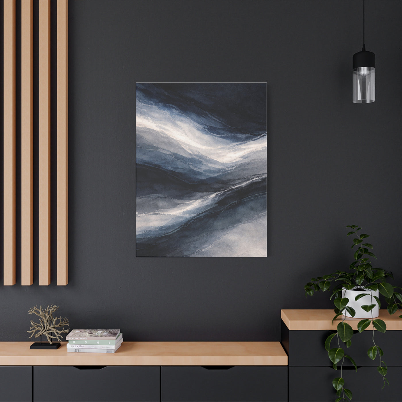 Navy Mist Horizon Abstraction Wall Art & Canvas Print
