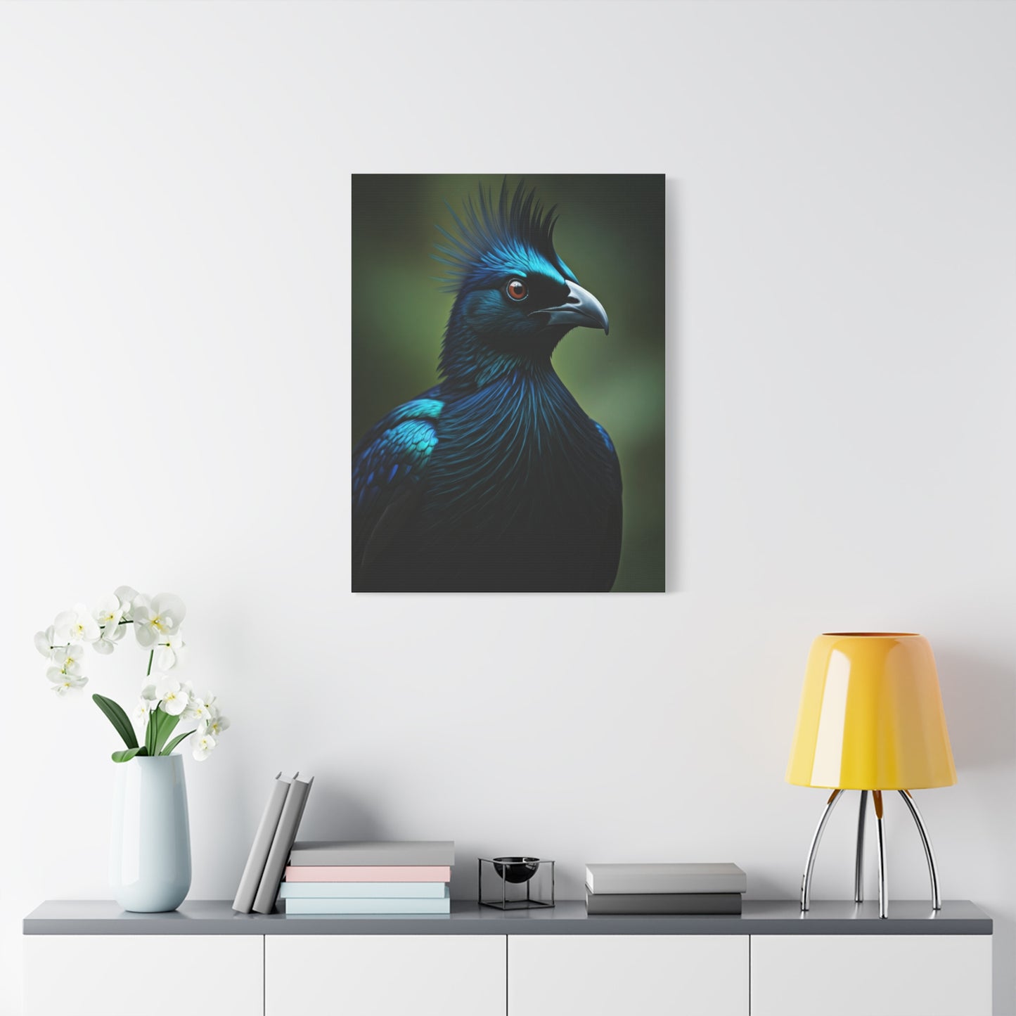 Midnight Crested Starling Portrait Wall Art & Canvas Prints