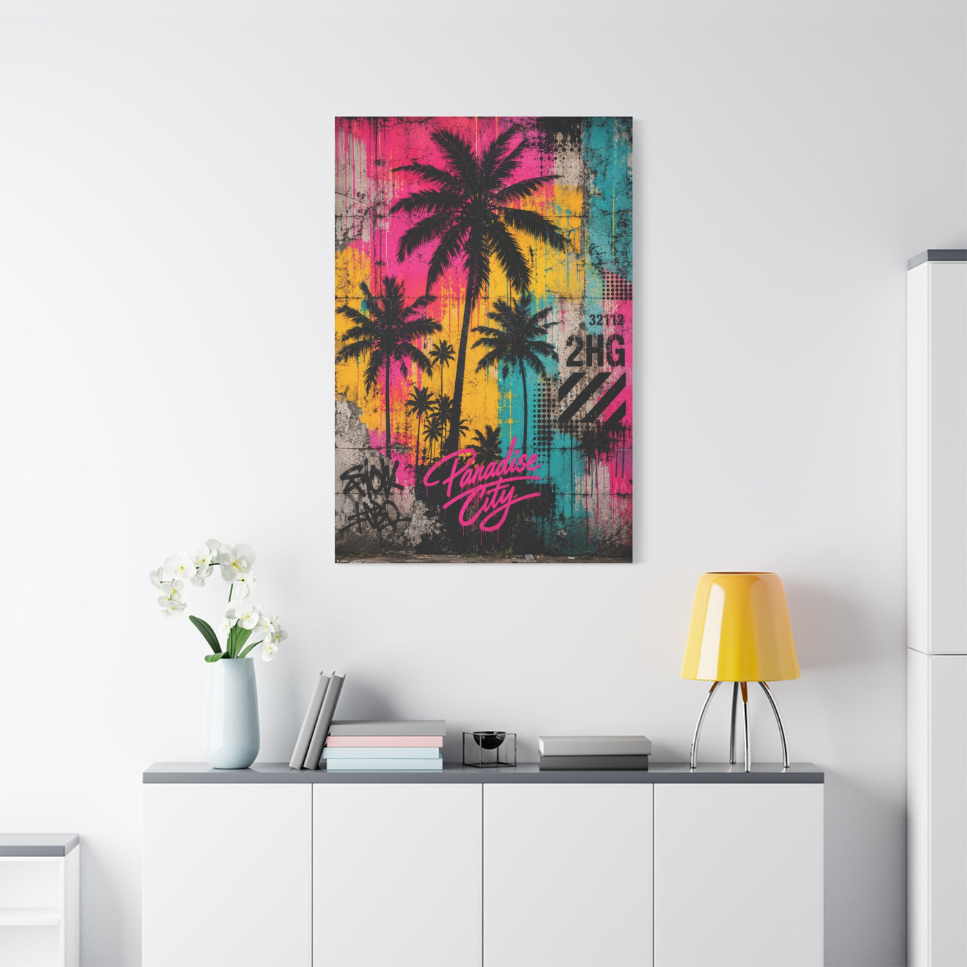 Neon Graffiti Palm Paradise Tropical Wall Art & Canvas Print