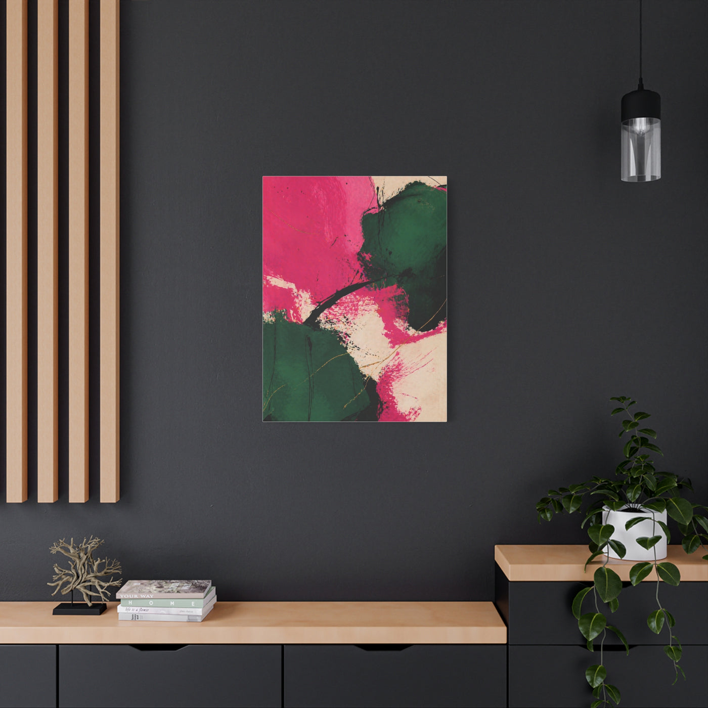 Bold Pink and Emerald Abstract Wall Art & Canvas Print