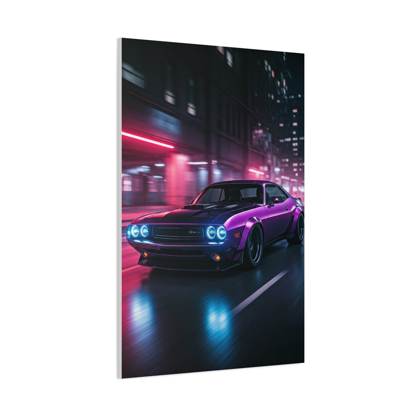 1970 Dodge Challenger Widebody Neon District Run Wall Art & Canvas Prints