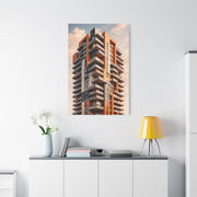 Modern Orange Architectural Tower Wall Art & Canvas Print