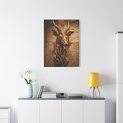 Teak Root Antelope Sculptural Mount Wall Art & Canvas Print