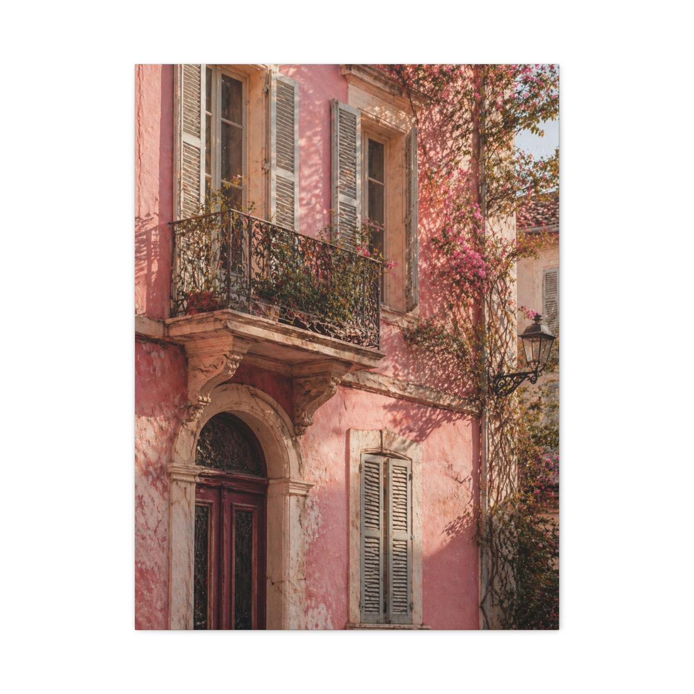 Romantic European Pink Facade Wall Art & Canvas Print