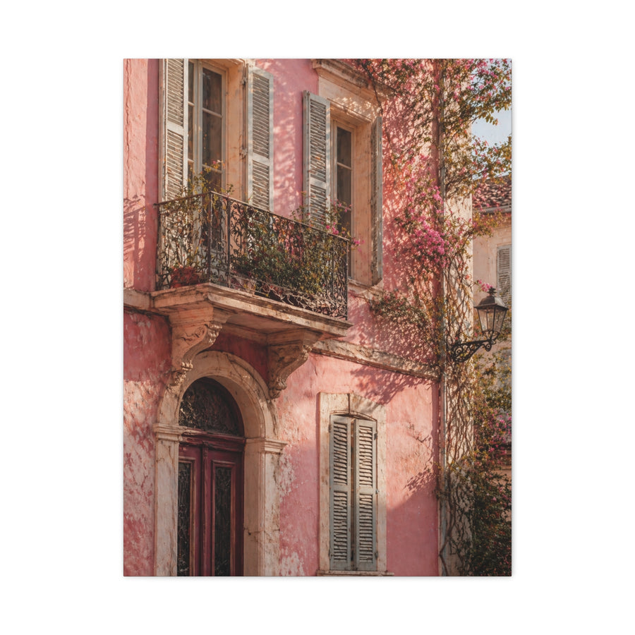 Romantic European Pink Facade Wall Art & Canvas Print