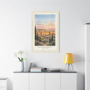 Jerusalem Sunset Watercolor Landscape Wall Art & Canvas Print
