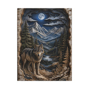Rustic Mountain Wolf Shadowbox Landscape Wall Art & Canvas Print