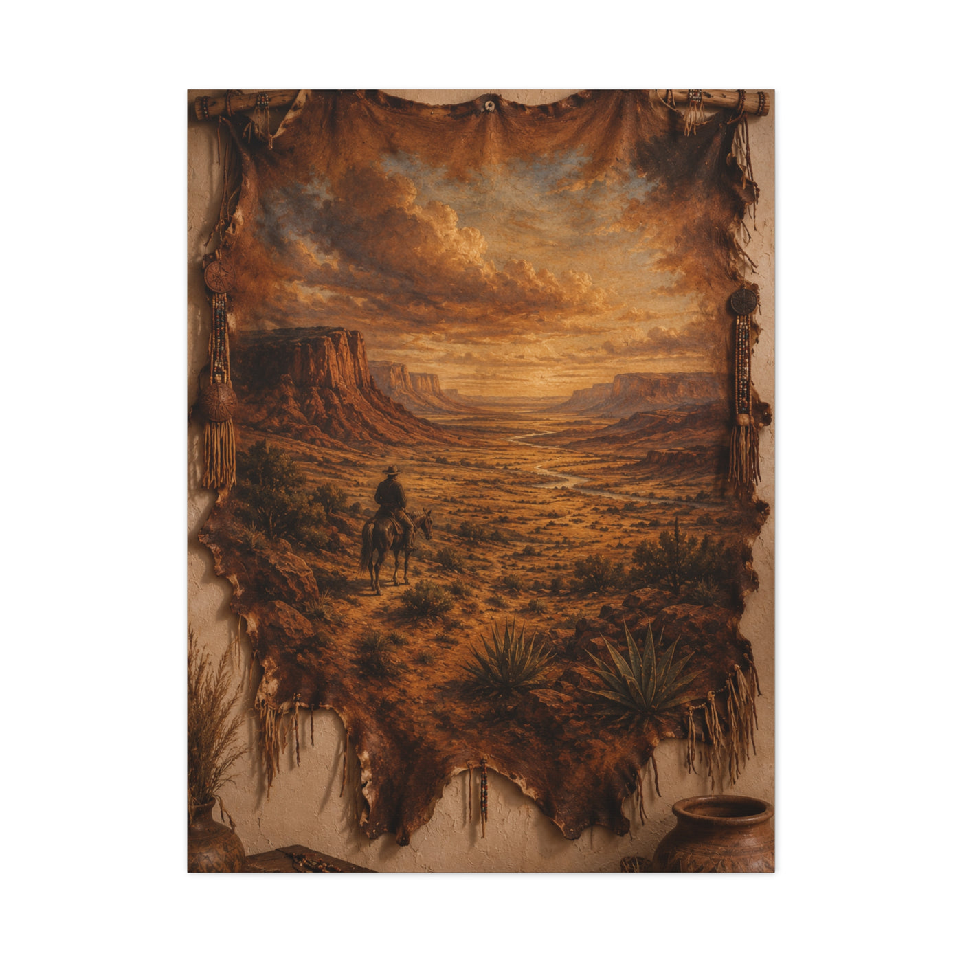 Leather Hide Desert Panorama Southwest Wall Art & Canvas Print