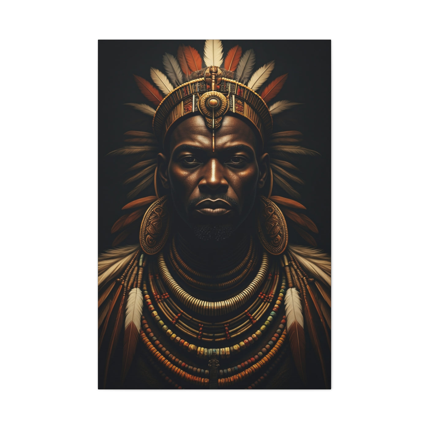 Crowned Tribal King Portrait Wall Art & Canvas Prints