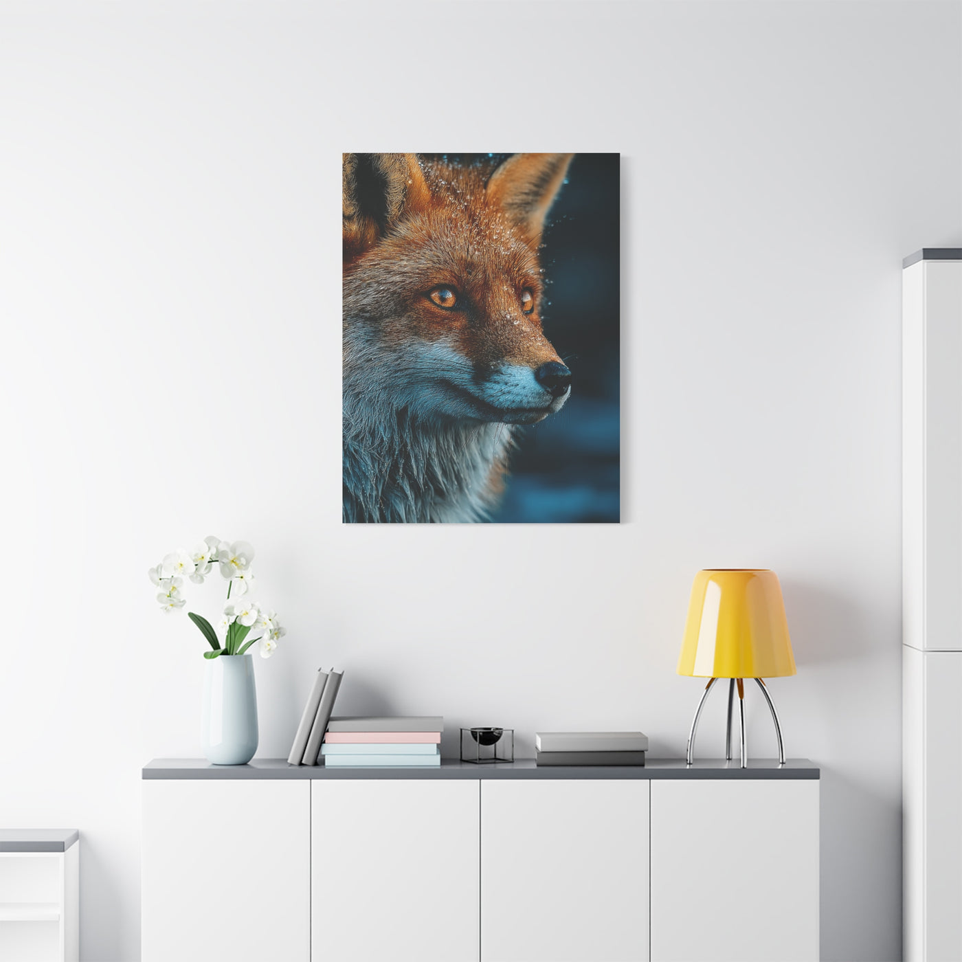 Rain-Soaked Fox Twilight Portrait Wall Art & Canvas Print