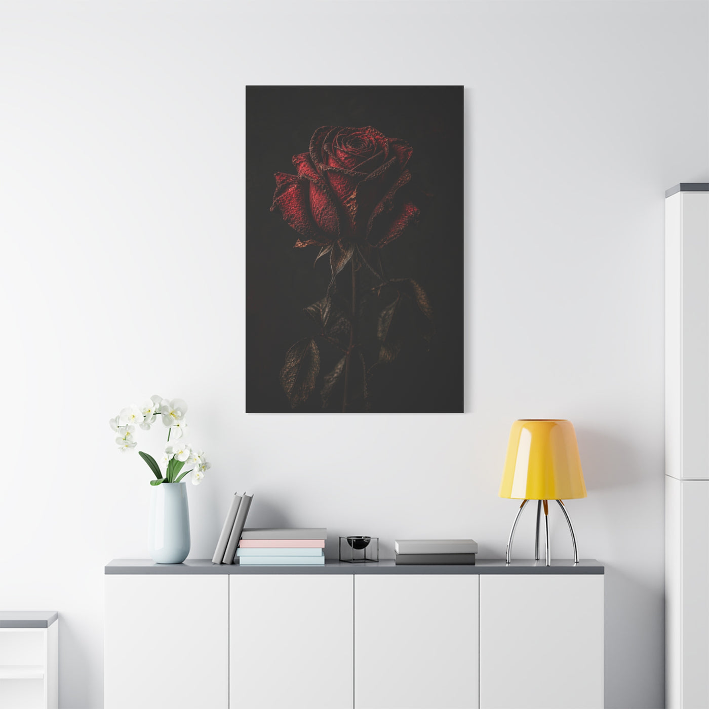 Dark Crimson Rose Still Life Wall Art & Canvas Print