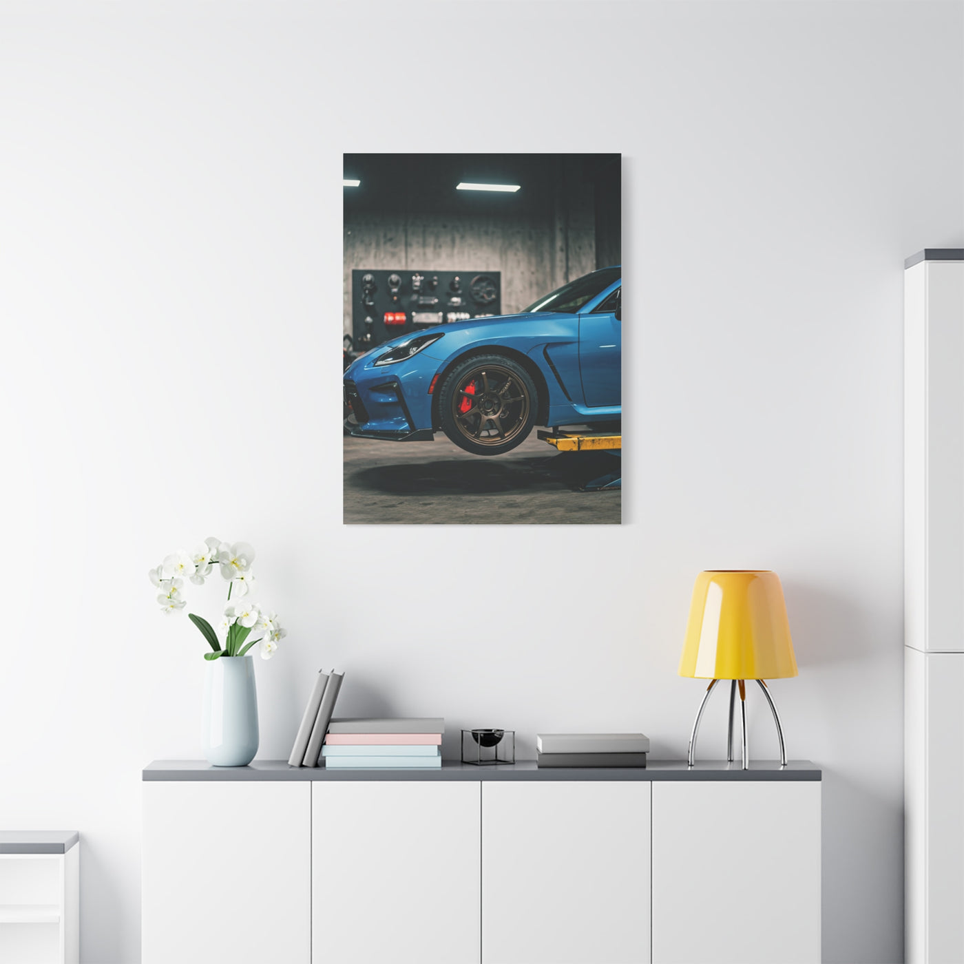 Toyota GR86 Modern Workshop Modification Scene Wall Art & Canvas Prints