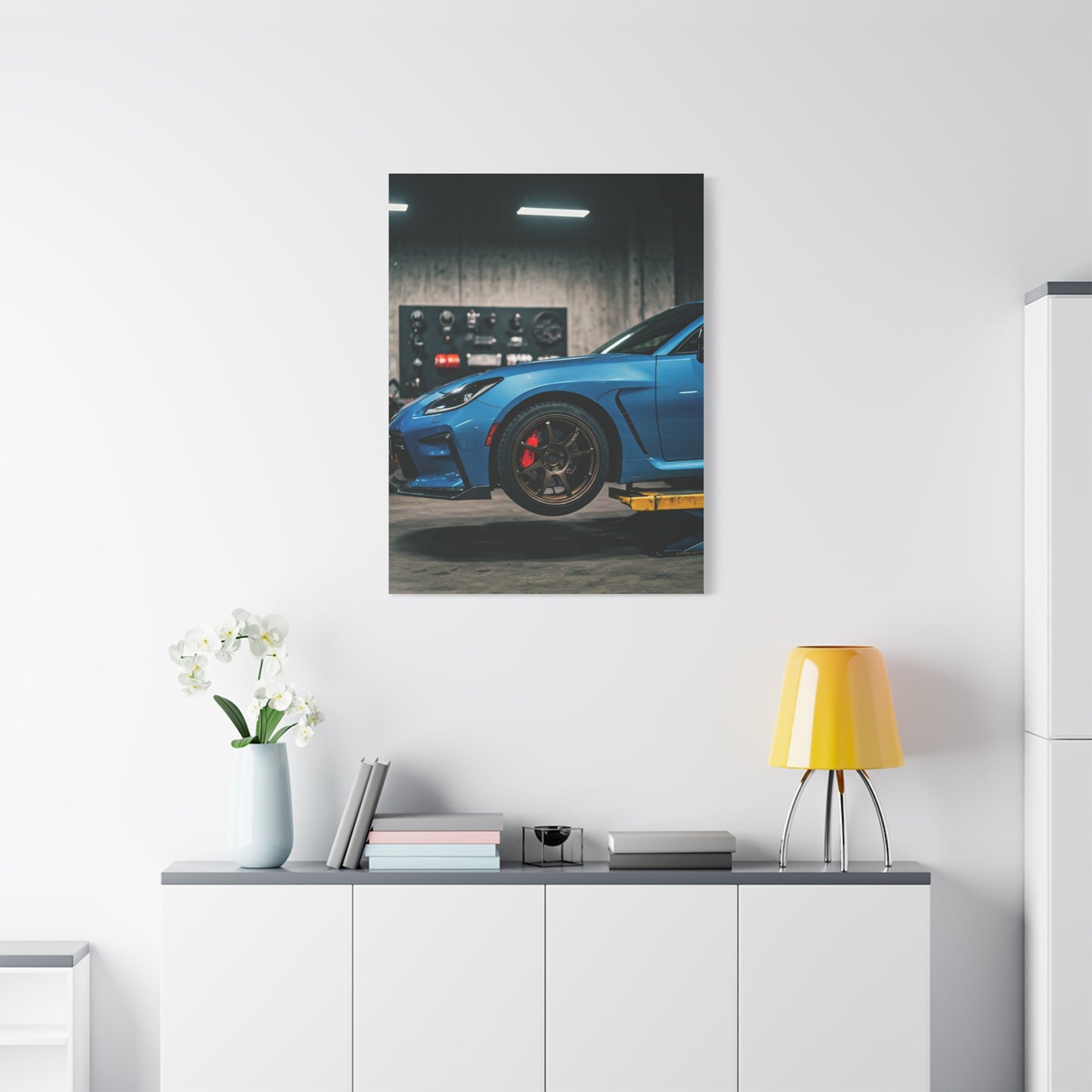 Toyota GR86 Modern Workshop Modification Scene Wall Art & Canvas Prints