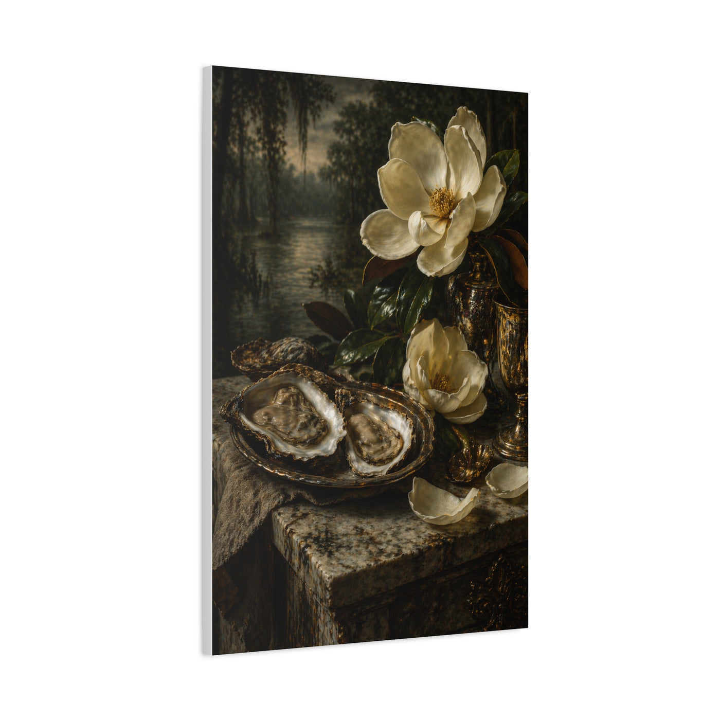 Magnolia & Oyster Still Life Elegance Wall Art & Canvas Print