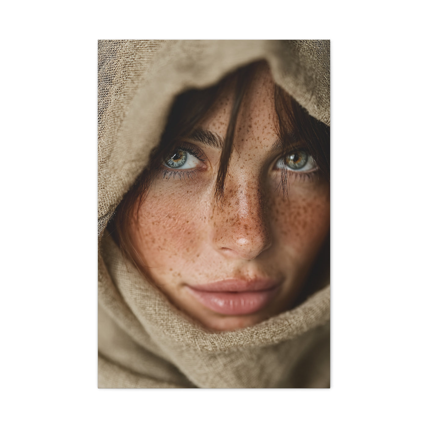 Freckled Muse Linen Hood Portrait Wall Art & Canvas Print