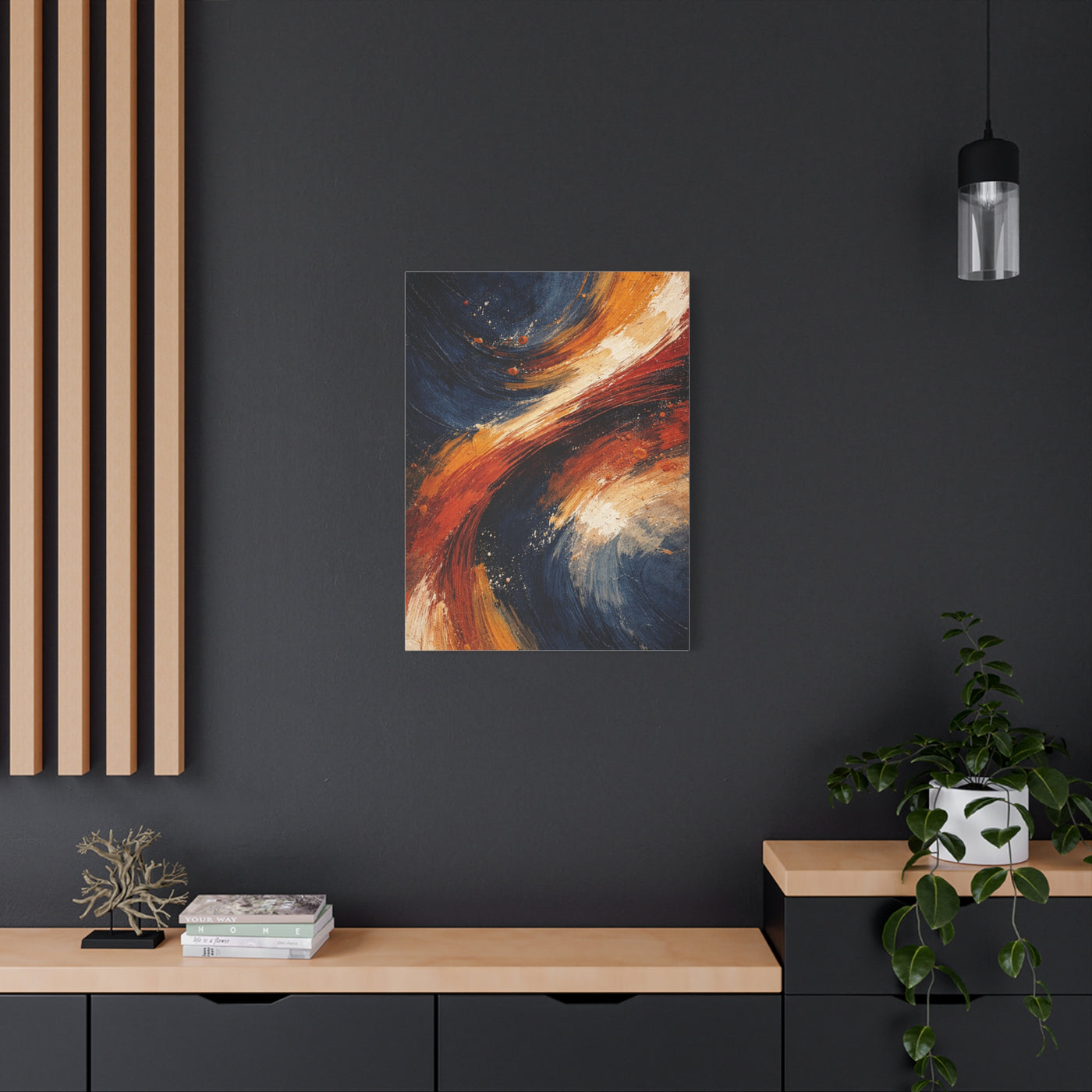 Navy and Terracotta Motion Abstract Wall Art & Canvas Print