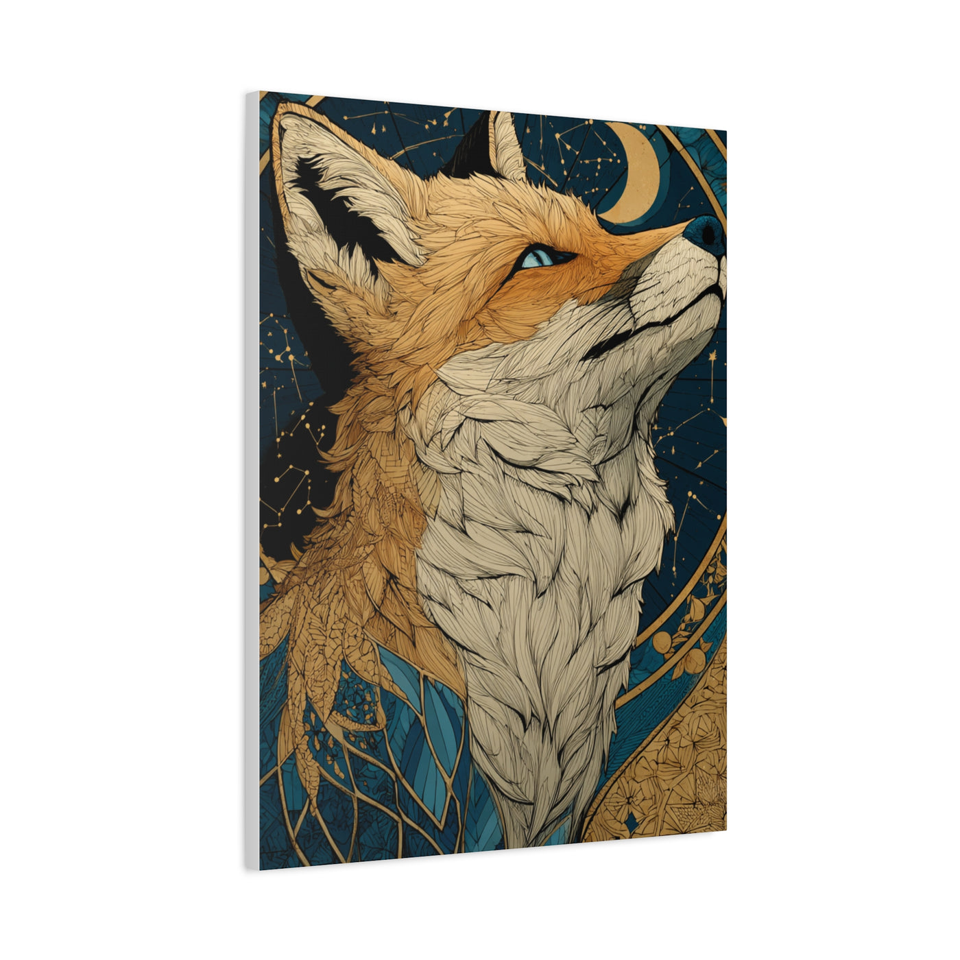 Celestial Fox Constellation Portrait Wall Art & Canvas Print