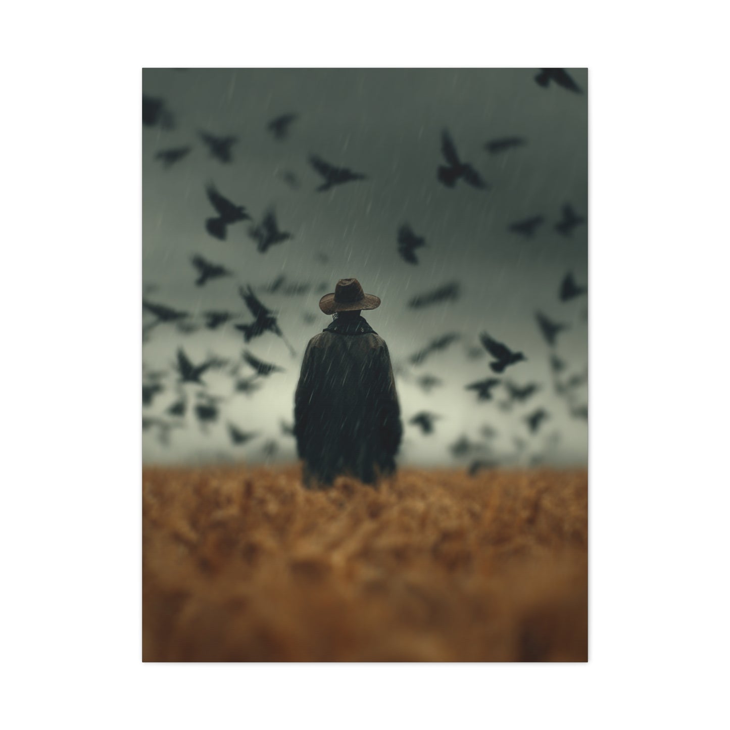 Scarecrow and Crows Autumn Field Wall Art & Canvas Print
