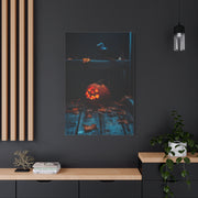 Jack-O’-Lantern and Crow on Moonlit Porch Wall Art & Canvas Print