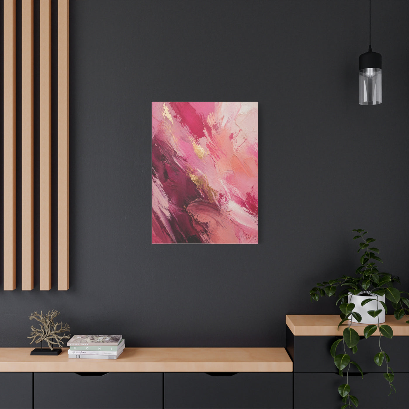 Pink Abstract Expressionist Brushstroke Wall Art & Canvas Print