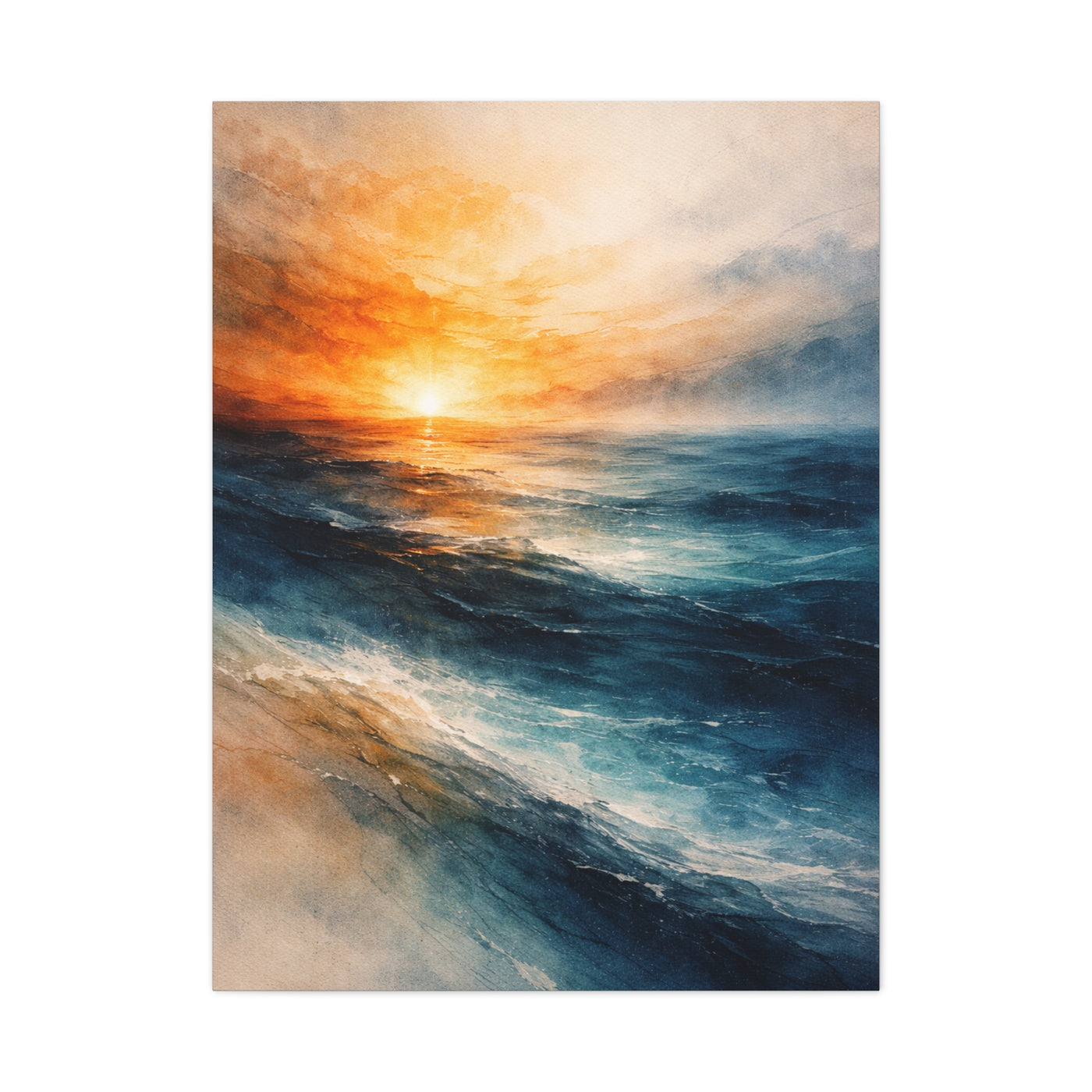Ocean Sunrise Orange Horizon Wall Art & Canvas Print