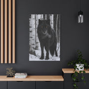 Midnight Black Wolf Aspen Forest Portrait Wall Art & Canvas Print