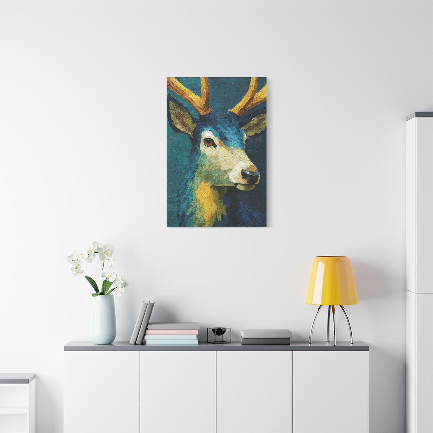 Modern Expressionist Deer Portrait Wall Art & Canvas Print
