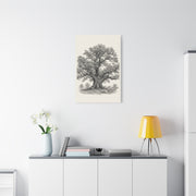 Detailed Engraved Oak Study Trees Wall Art & Canvas Print