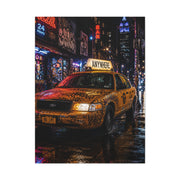 NYC Graffiti Taxi Night Street Wall Art & Canvas Print