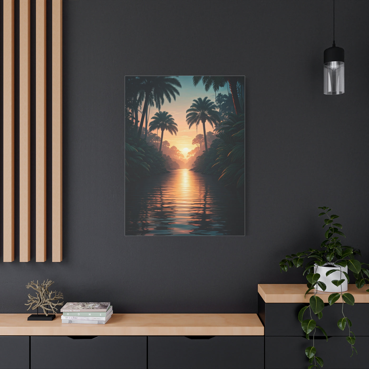 Tropical River Sunset Escape Wall Art & Canvas Prints
