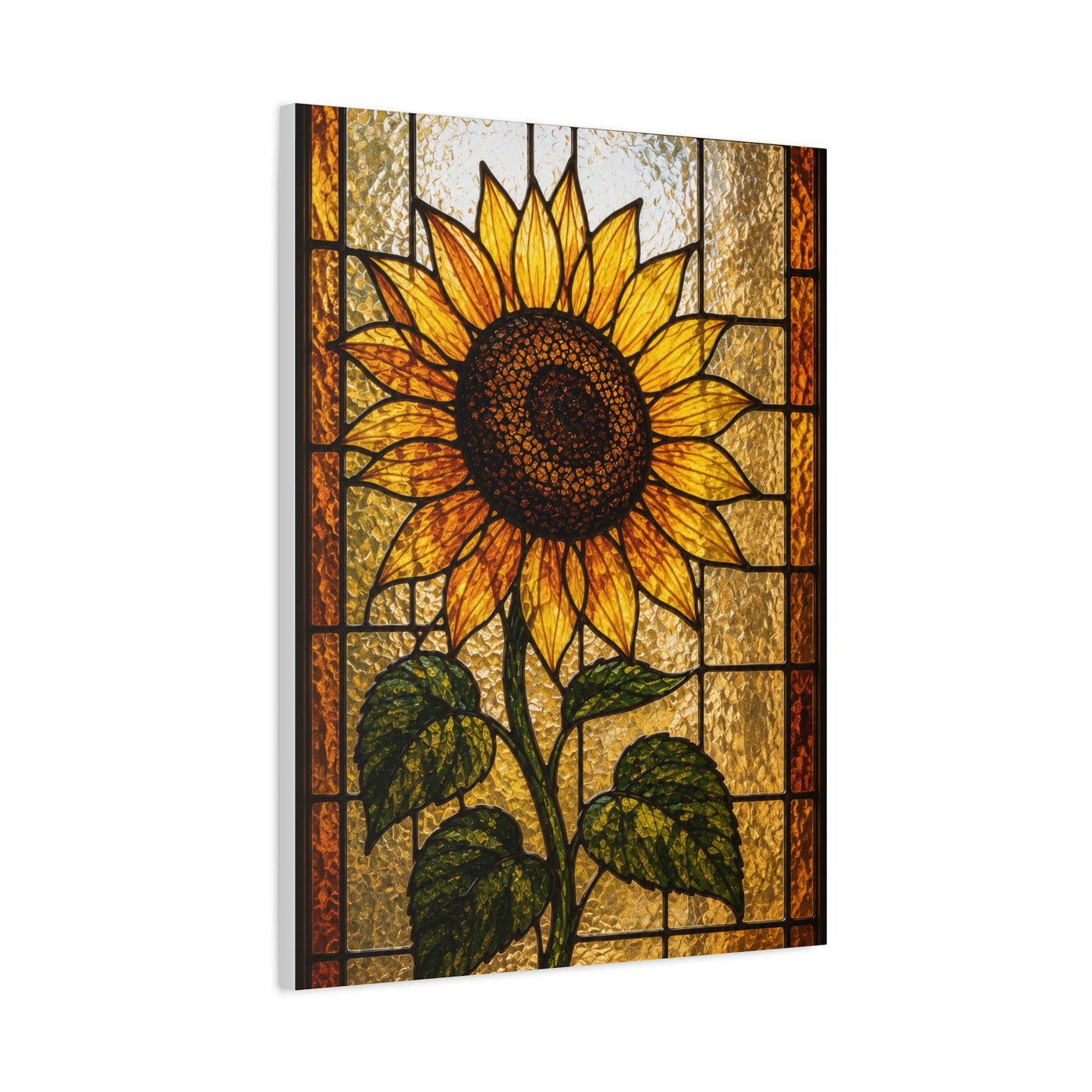 Classic Stained Glass Sunflower Panel Wall Art & Canvas Print