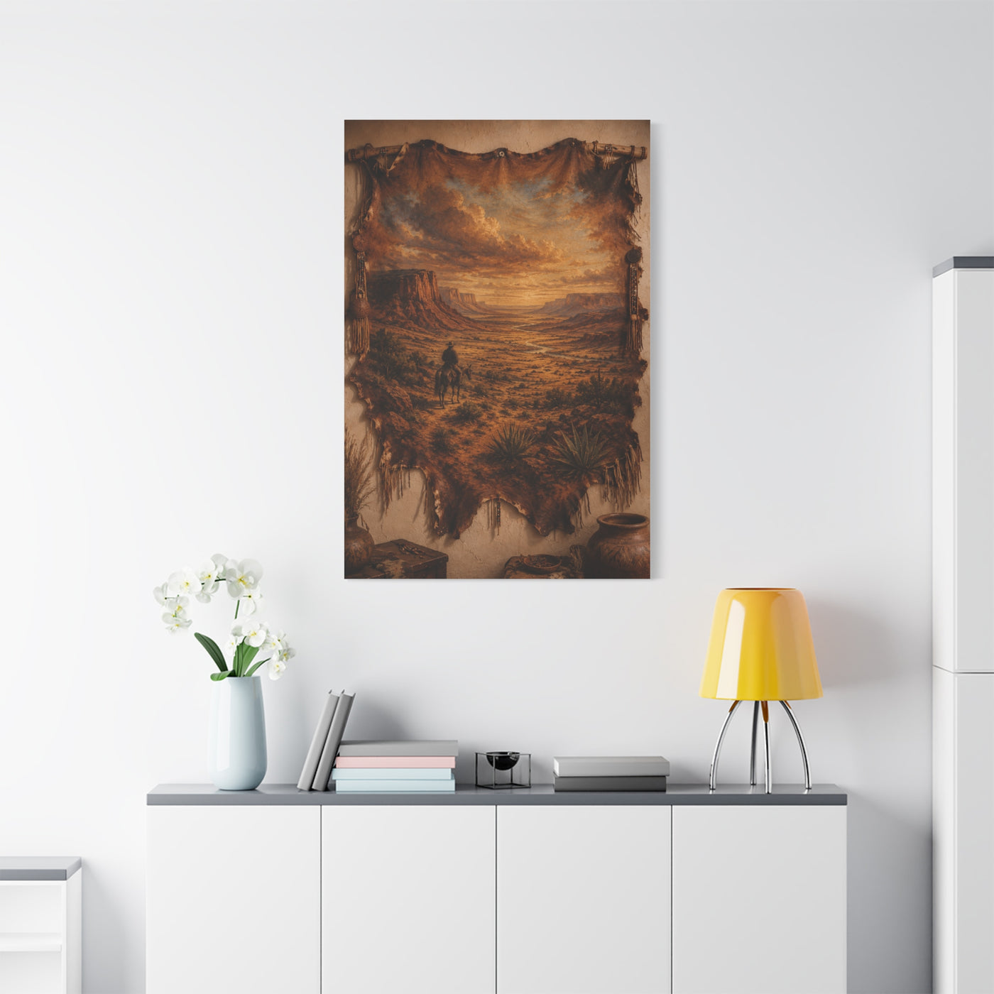 Leather Hide Desert Panorama Southwest Wall Art & Canvas Print