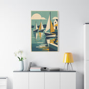 Geometric Harbor Sailboats Wall Art & Canvas Print