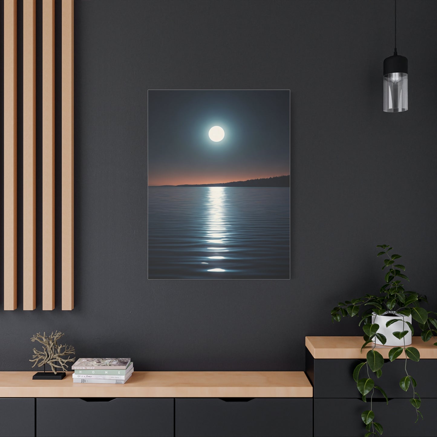 Moonlit Reflection Over Silent Waters Wall Art & Canvas Prints