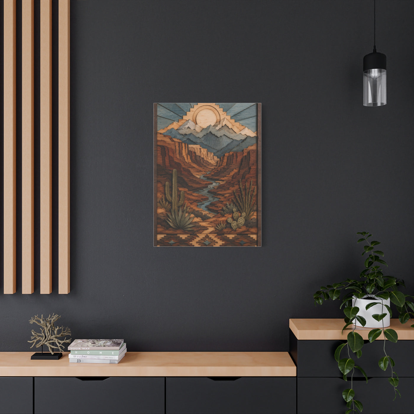 Layered Canyon Wood Mosaic Southwest Wall Art & Canvas Print