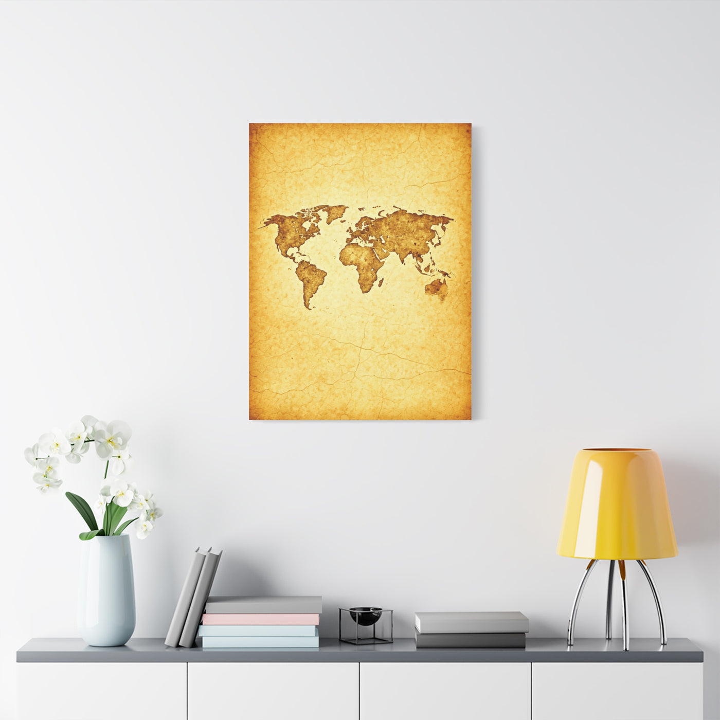Sepia Continent Map Wall Art & Canvas Prints