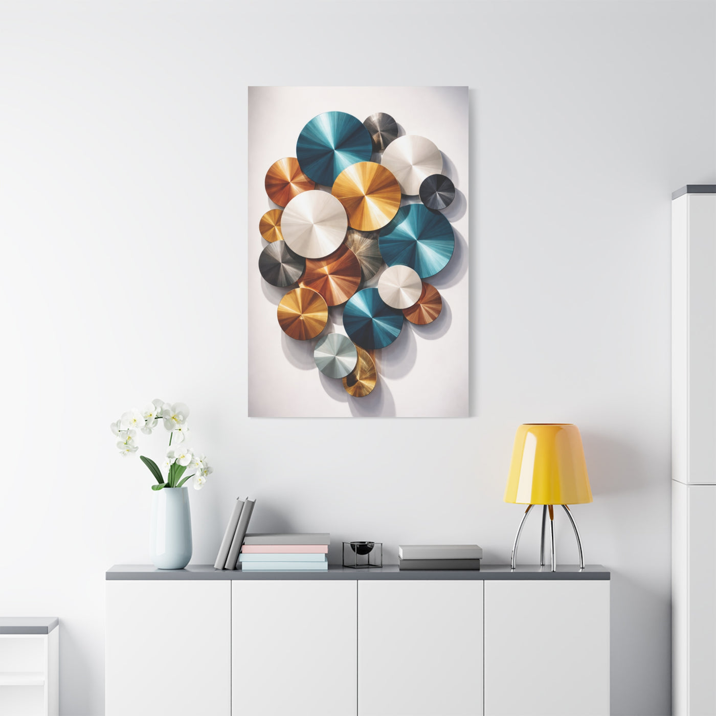 Overlapping Multicolor Metal Circles Wall Art & Canvas Print