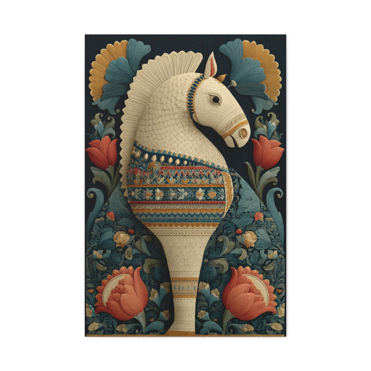 Swedish Dala Horse Folk Floral Wall Art & Canvas Print