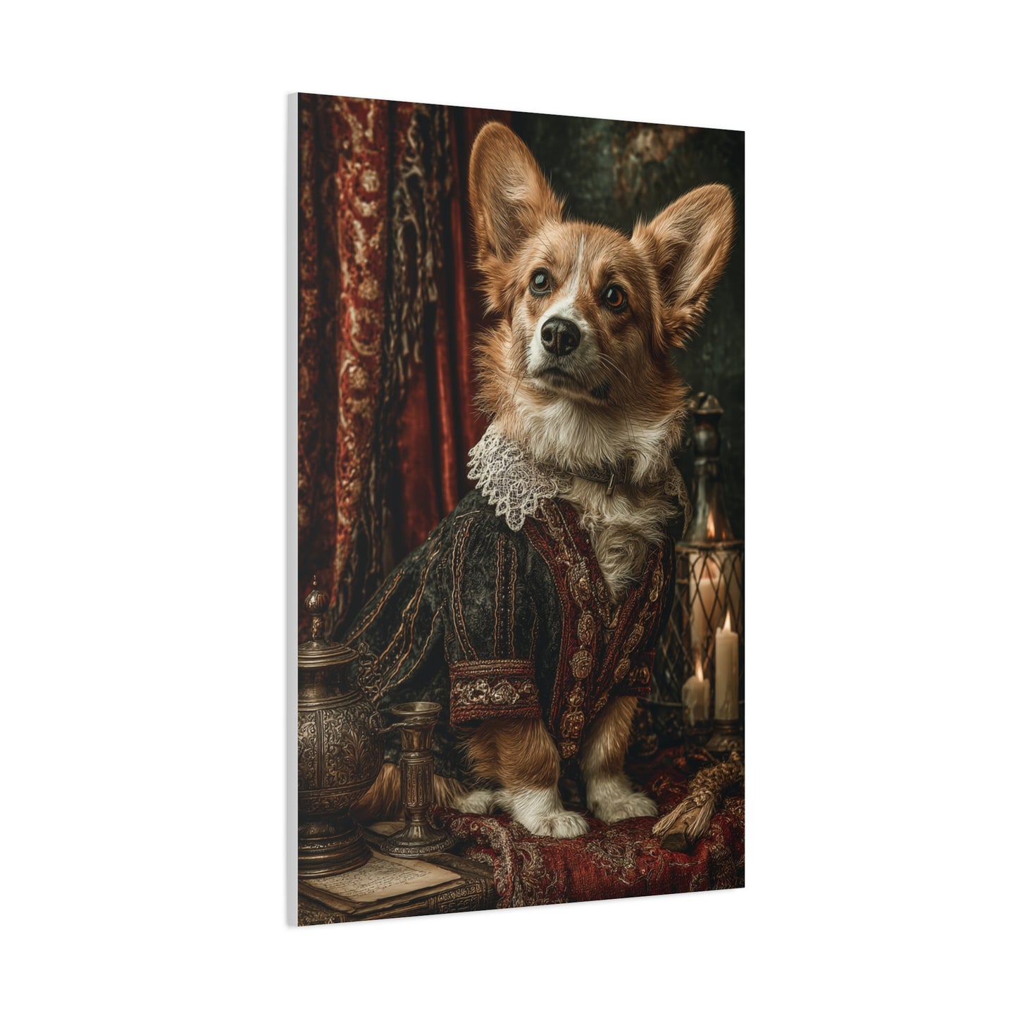Aristocratic Corgi in Renaissance Attire Wall Art & Canvas Print